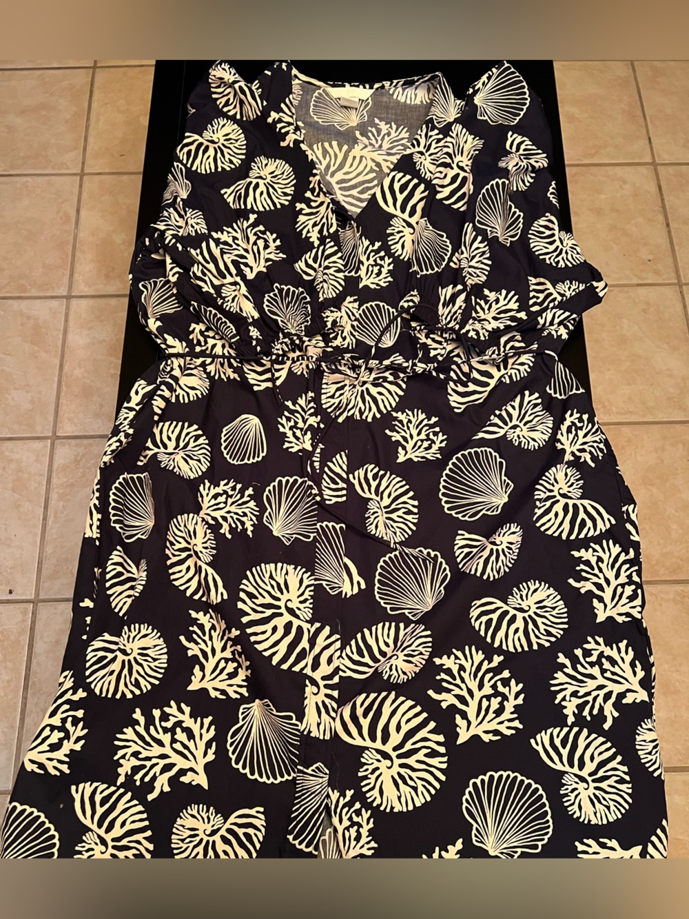 H&M Black Dress with Cream Seashell Print